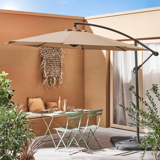 3m guarda-sol redondo offset, Hardelot, Beige, 295x295x250 cm
