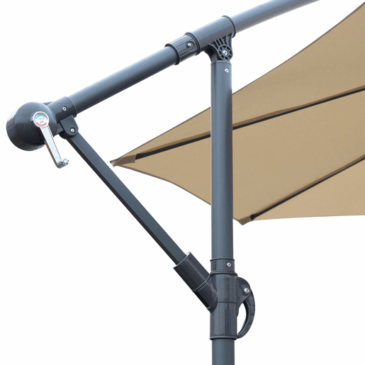 3m guarda-sol redondo offset, Hardelot, Beige, 295x295x250 cm