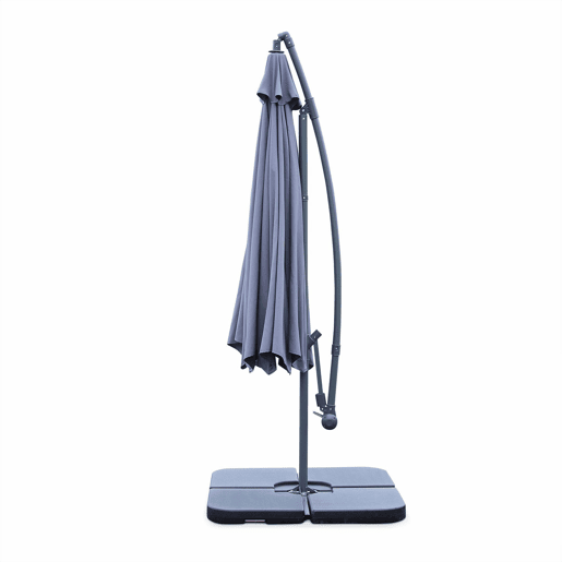 Guarda-sol redondo offset 350cm, Hardelot, Cinza, 350x350x250 cm