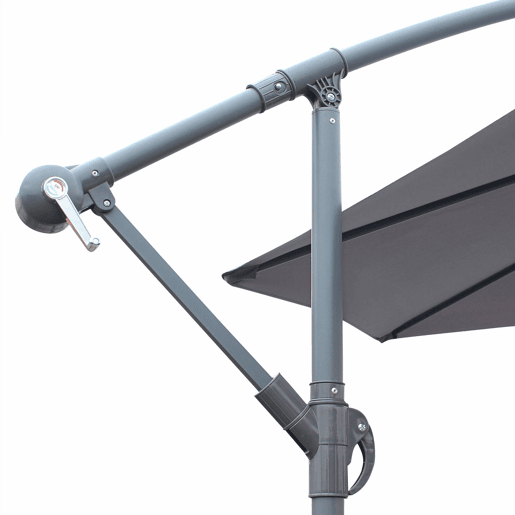 Guarda-sol redondo offset 350cm, Hardelot, Cinza, 350x350x250 cm