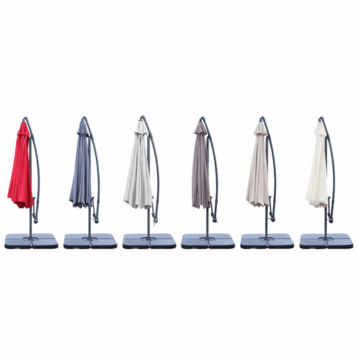 Guarda-sol redondo offset 350cm, Hardelot, Cinza, 350x350x250 cm