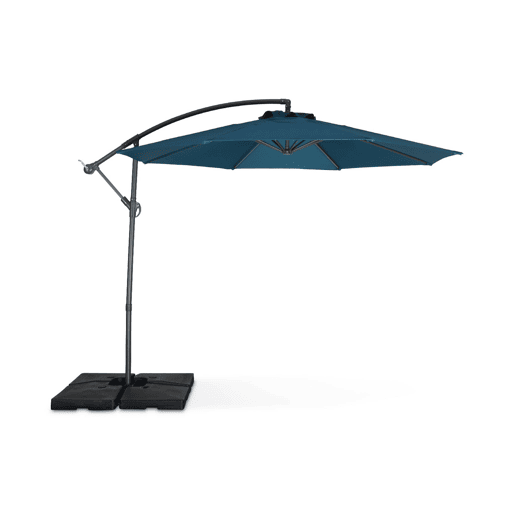 3m guarda-sol redondo offset, Hardelot, Azul esverdeado, 295x295x250 cm