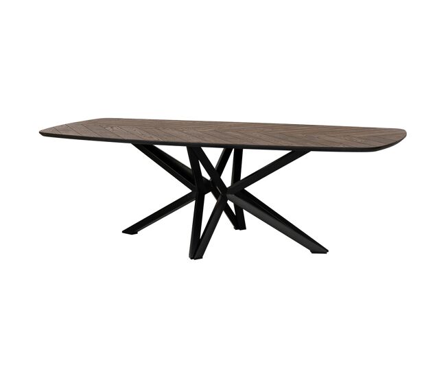 Mesa de comedor danesa de madera/dm color nogal oscuro 240x100x77