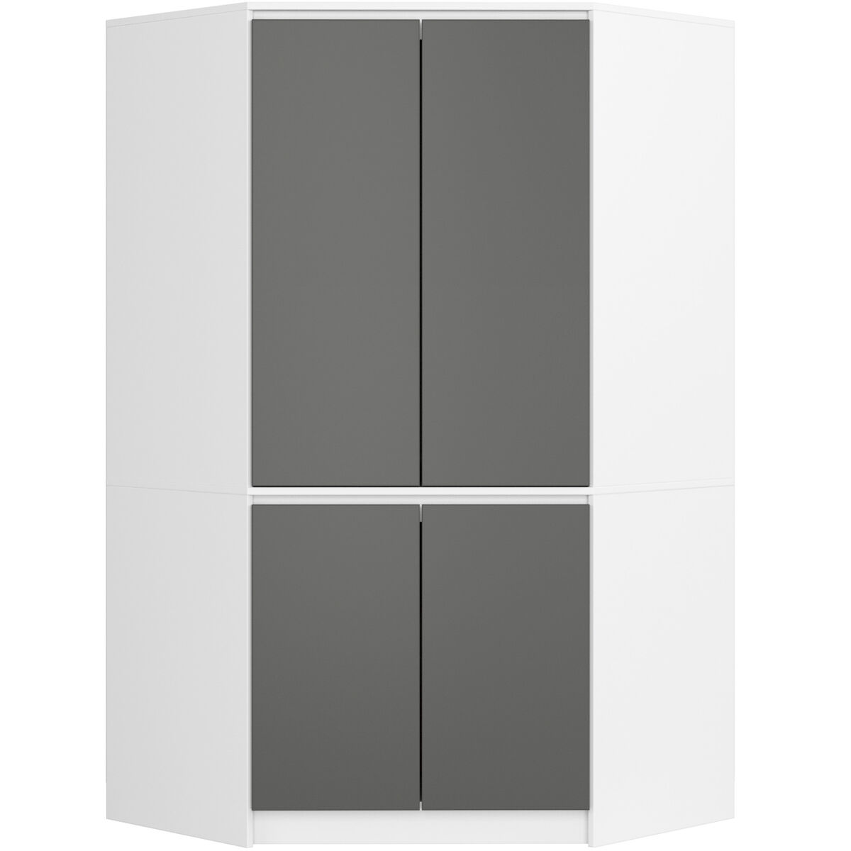 Armario esquinero akord s100 blanco 100 cm con 4 puertas y 6 estantes acabado en gris grafito 100x50x180 cm