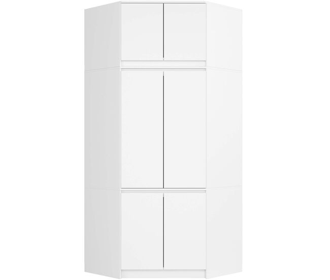 Armario esquinero con altillo akord s100 blanco 100 cm con 6 puertas y 9 estantes acabado en blanco 100x50x234 cm