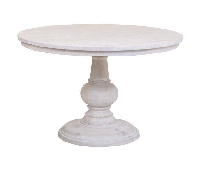 Mesa de comedor redonda de madera de mango blanco D120x77