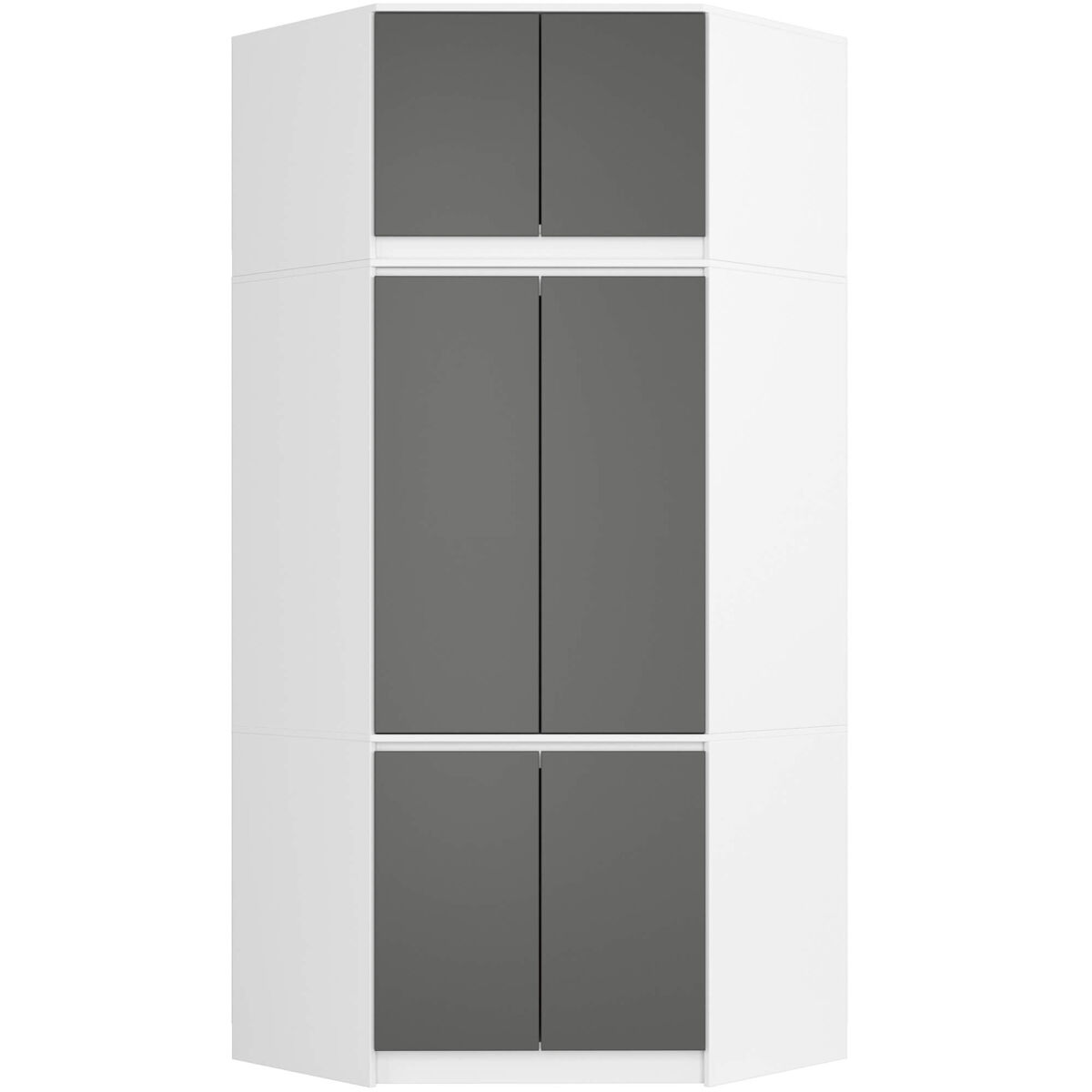 Armario esquinero con altillo akord s100 blanco 100 cm con 6 puertas y 9 estantes acabado en gris grafito 100x50x234 cm