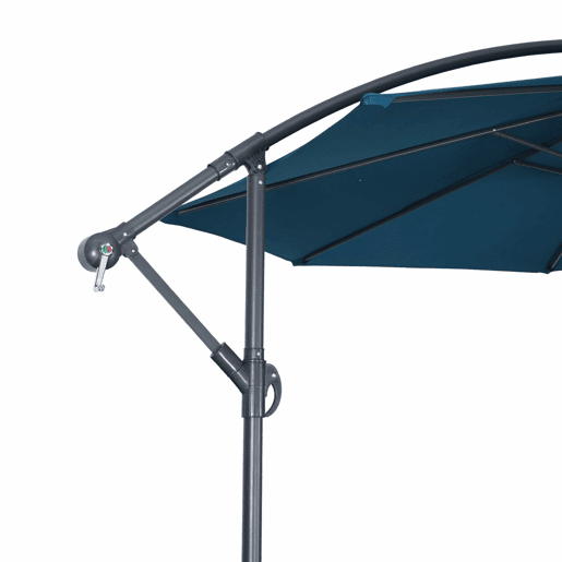 Guarda-sol redondo offset 350cm, Hardelot, Azul esverdeado, 350x350x250 cm