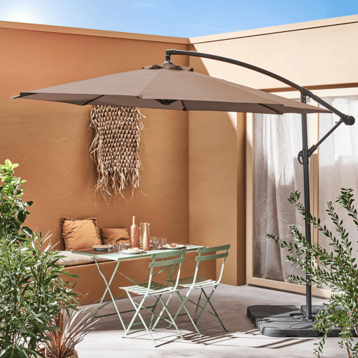 3m guarda-sol redondo offset, Hardelot, Taupe, 295x295x250 cm