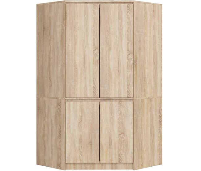 Armario esquinero akord s100 roble sonoma 100 cm con 4 puertas y 6 estantes acabado en roble sonoma 100x50x180 cm