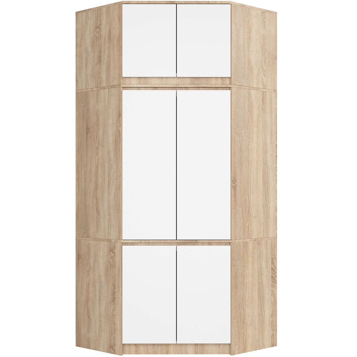Armario esquinero con altillo akord s100 roble sonoma 100 cm con 6 puertas y 9 estantes acabado en blanco 100x50x234 cm
