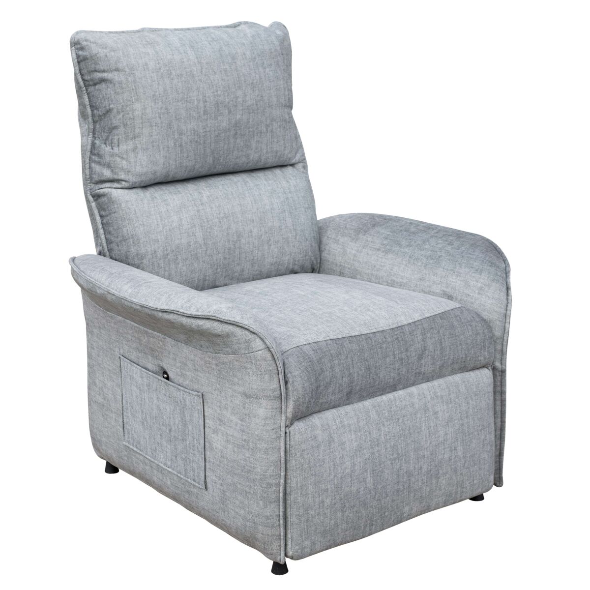 Sillón reclinable son para sala en color gris con mando eléctrico 2 posiciones bolsillo lateral tela 88x98x84 cm