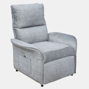 Poltrona Reclinável Son para Sala de Estar em Cinza com Controle Elétrico 2 Posições Bolso Lateral Tecido 88x98x84 cm