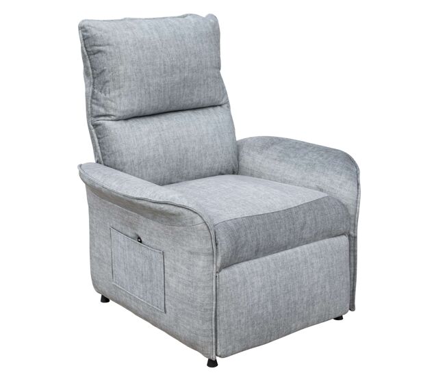 Sillón reclinable son para sala en color gris con mando eléctrico 2 posiciones bolsillo lateral tela 88x98x84 cm