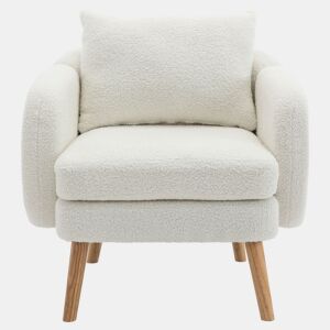 Cadeirão de pelúcia com almofada grossa - pernas de madeira maciça - branco