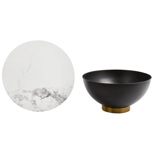 Mesa de centro NADINE Cerâmica Preto com arrumação