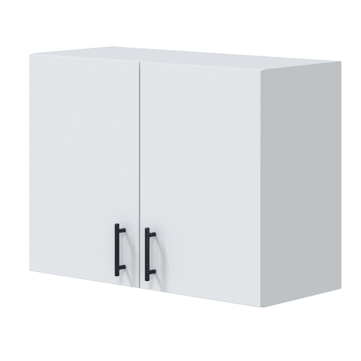 Pacote de móveis de cozinha modulares Kira em branco brilhante e carvalho canadense com pia, 4 módulos, portas, gavetas e prateleiras