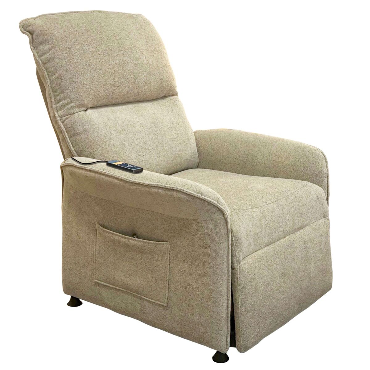 Sillón reclinable modelo thai estilo contemporáneo en color beige con 2 motores y mando control 82x102x84 cm