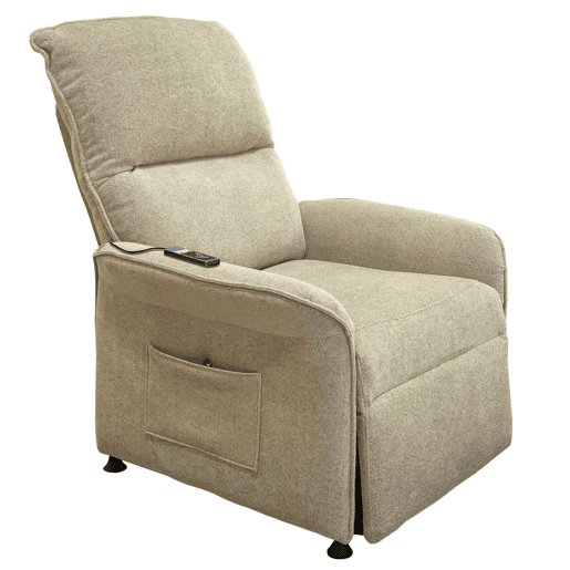 Poltrona reclinável tailandesa estilo contemporâneo em bege com 2 motores e controle remoto 82x102x84 cm Poltrona reclinável tailandesa estilo contemporâneo em bege com 2 motores e controle remoto 82x102x84 cm