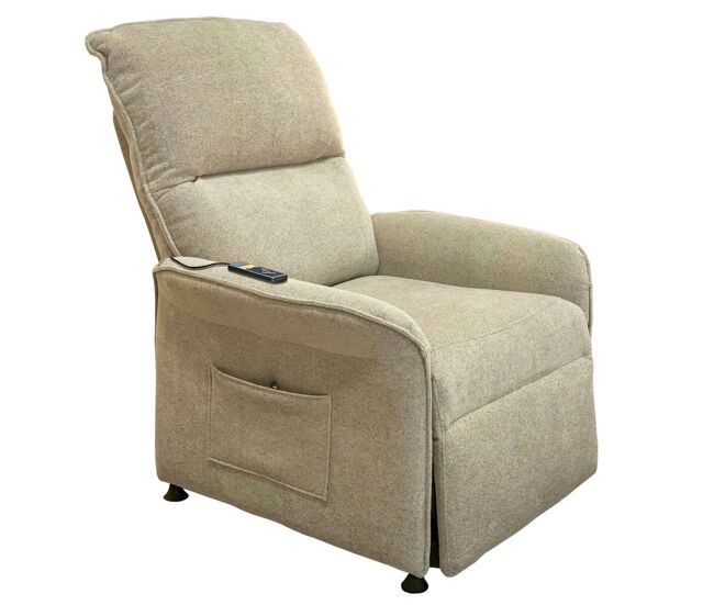 Sillón reclinable modelo thai estilo contemporáneo en color beige con 2 motores y mando control 82x102x84 cm