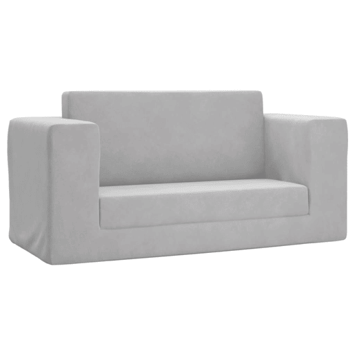 Sofá-cama infantil, Sofá conversível para crianças de 2 lugares pelúcia macia cinzento-claro