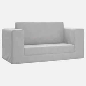 Sofá-cama infantil, Sofá conversível para crianças de 2 lugares pelúcia macia cinzento-claro