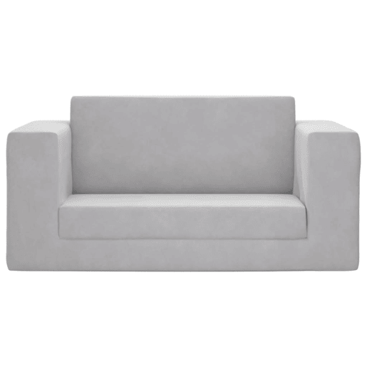 Sofá-cama infantil, Sofá conversível para crianças de 2 lugares pelúcia macia cinzento-claro
