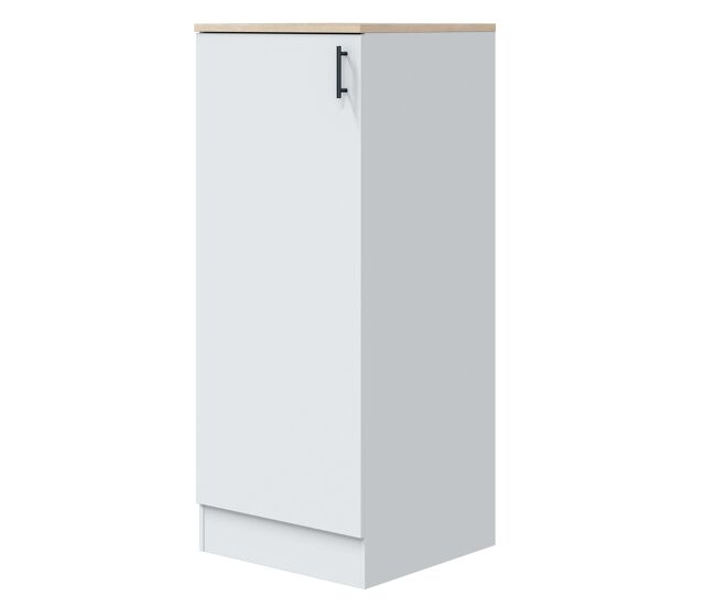 Módulo inferior columna de cocina kira con 1 puerta blanco brillo y roble canadian 3 estantes 60x148x60 cm melamina