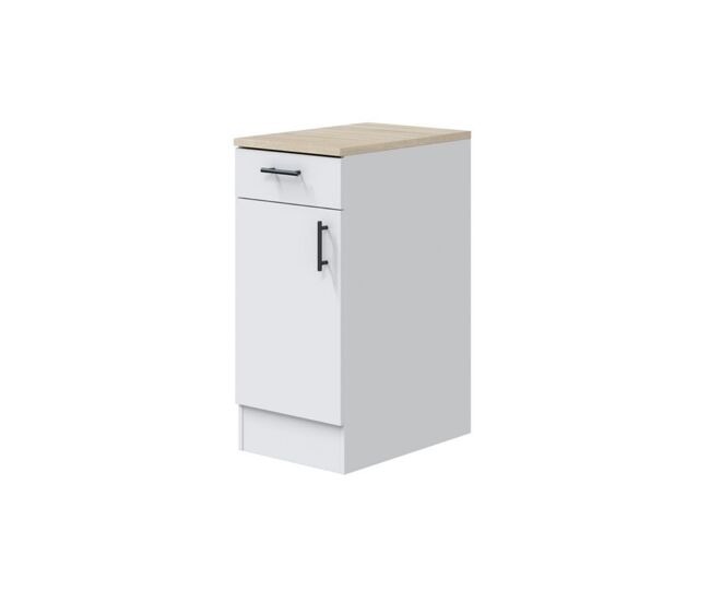 Mueble bajo Kira módulo 1 puerta con cajón blanco/natural 40 cm