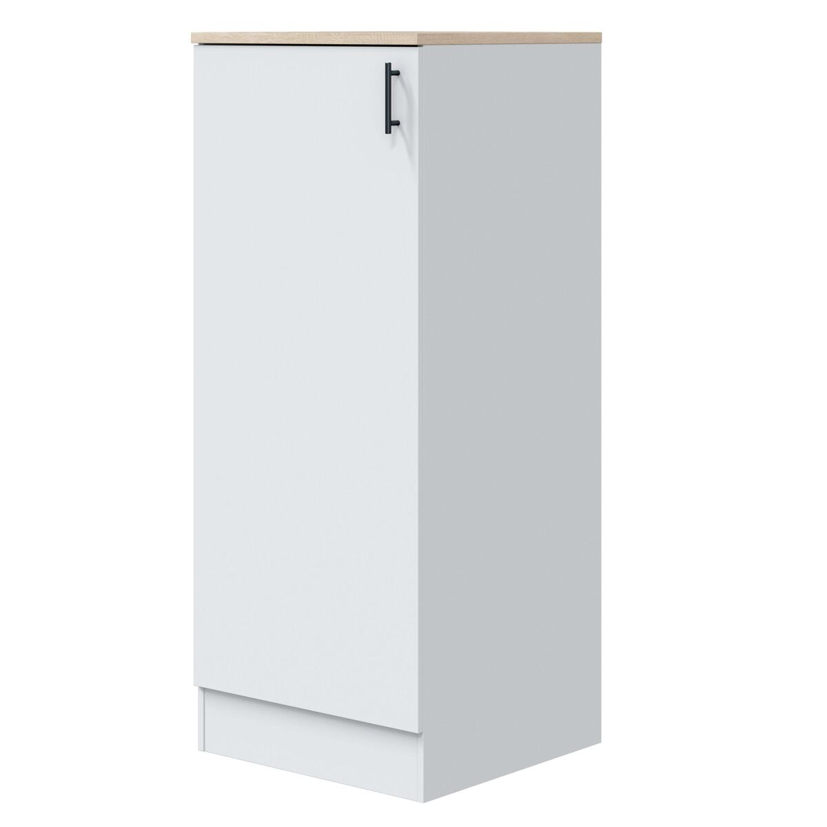 Pack de muebles de cocina kira estilo moderno en color blanco brillo y roble canadian con 6 módulos con puertas y cajones de almacenamiento