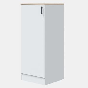 Pacote de móveis de cozinha Kira Modern Style em branco brilhante e carvalho canadense com 6 módulos com portas e gavetas de armazenamento