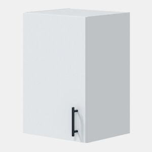 Conjunto completo de móveis de cozinha estilo nórdico Kira em branco brilhante e carvalho canadense