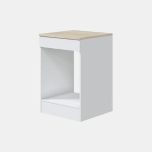 Módulo de cozinha Kira com forno embutido em branco brilhante e carvalho canadense, 60 x 90 x 60 cm