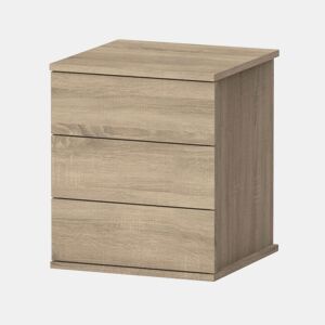 Mesa de cabeceira Dana em carvalho cambriano com 3 gavetas estilo sala de estar 49x41x40 cm