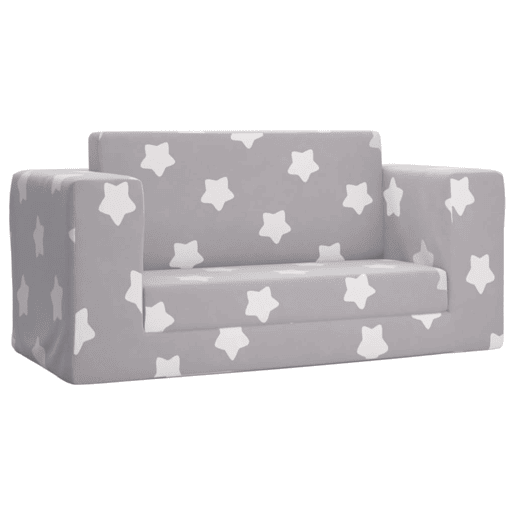 Sofá-cama, Sofá conversível infantil 2 lugares c estrelas pelúcia cinzento-claro