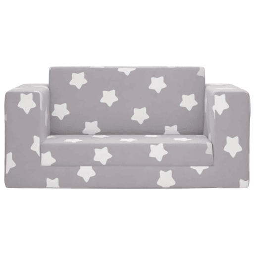 Sofá-cama, Sofá conversível infantil 2 lugares c estrelas pelúcia cinzento-claro
