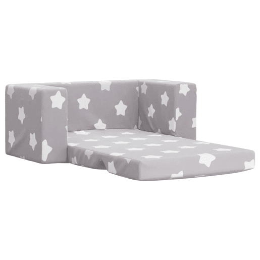 Sofá-cama, Sofá conversível infantil 2 lugares c estrelas pelúcia cinzento-claro