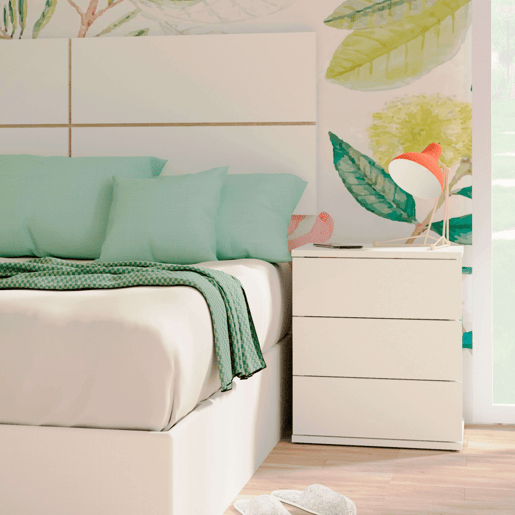 Mesa de Cabeceira Dana em Branco com 3 Gavetas Quarto Sala 49x41x40 cm