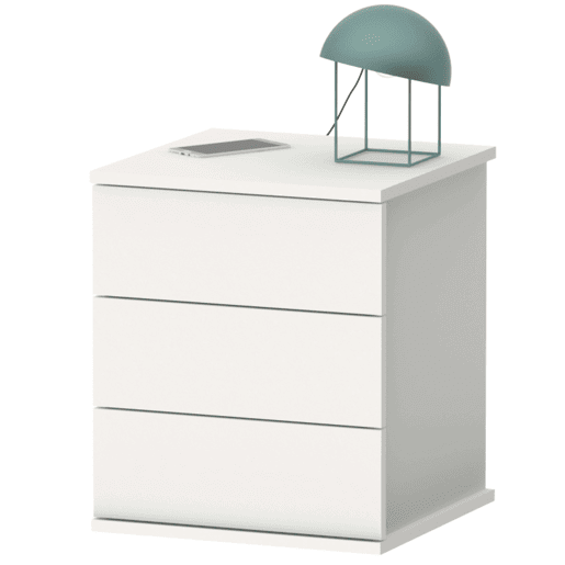 Mesa de Cabeceira Dana em Branco com 3 Gavetas Quarto Sala 49x41x40 cm