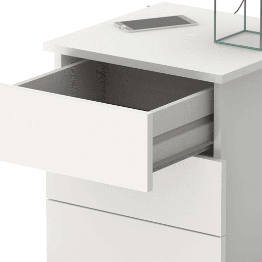 Mesa de Cabeceira Dana em Branco com 3 Gavetas Quarto Sala 49x41x40 cm