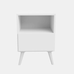 Mesa de cabeceira estilo contemporâneo Losi em branco com 1 porta e 1 espaço aberto