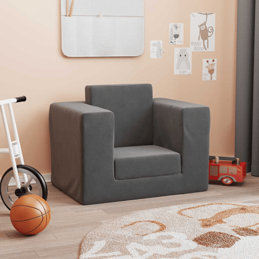 Sofá-cama, Sofá conversível infantil pelúcia macia antracite