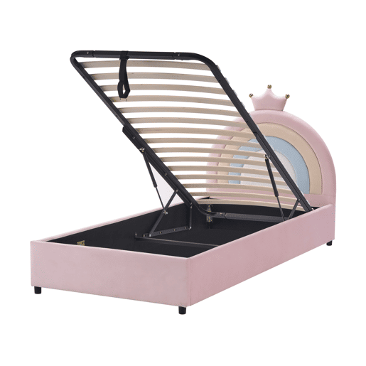 Beliani Cama infantil com arrumação Veludo GRISETOT
