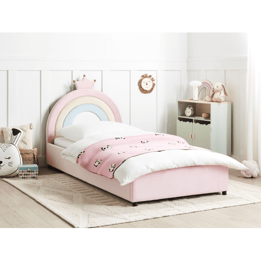 Beliani Cama infantil com arrumação Veludo GRISETOT