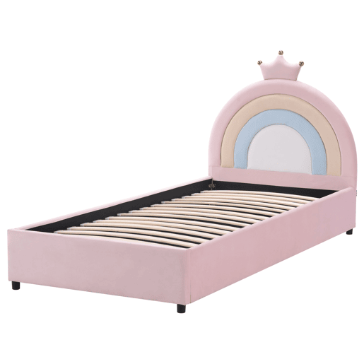 Beliani Cama infantil com arrumação Veludo GRISETOT