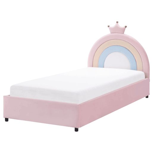 Beliani Cama infantil com arrumação Veludo GRISETOT