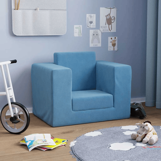 Sofá-cama, Sofá conversível infantil pelúcia macia azul