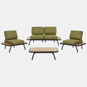 Conjunto de jardim com mesa 4 lugares MINOZZO Madeira de Acácia certificada Verde-oliva