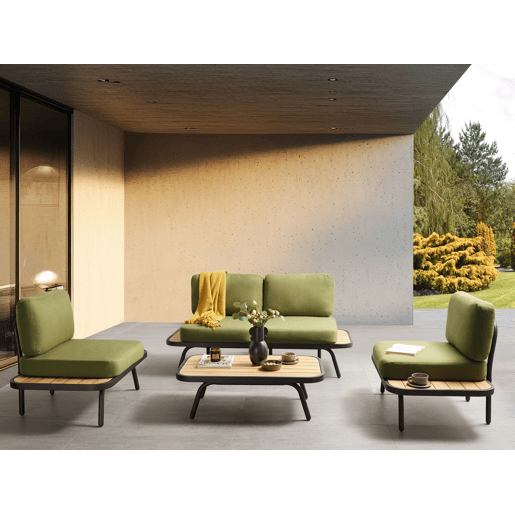 Conjunto de jardim com mesa 4 lugares MINOZZO Madeira de Acácia certificada Verde-oliva