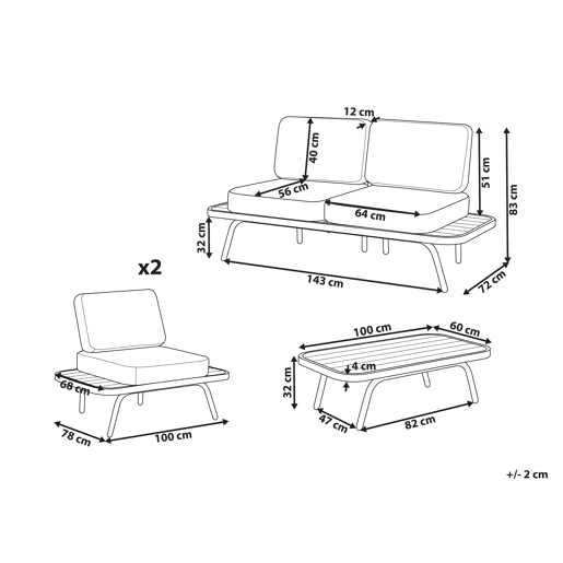 Conjunto de jardim com mesa 4 lugares MINOZZO Madeira de Acácia certificada Verde-oliva